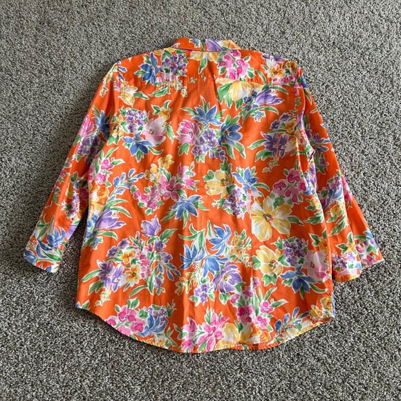 Lauren Ralph Lauren Womens Sz XL Floral Button-Up Shirt Casual Spring/Summer Top - Picture 2 of 6